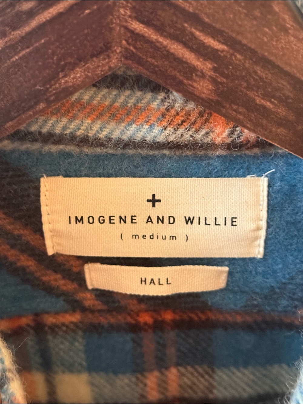 Imogene + Willie Hall CPO Flannel in Blue Orange Plaid - Picture 4 of 4